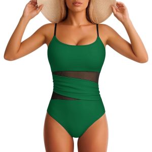 Mesh Spliced One Piece Swimsuit