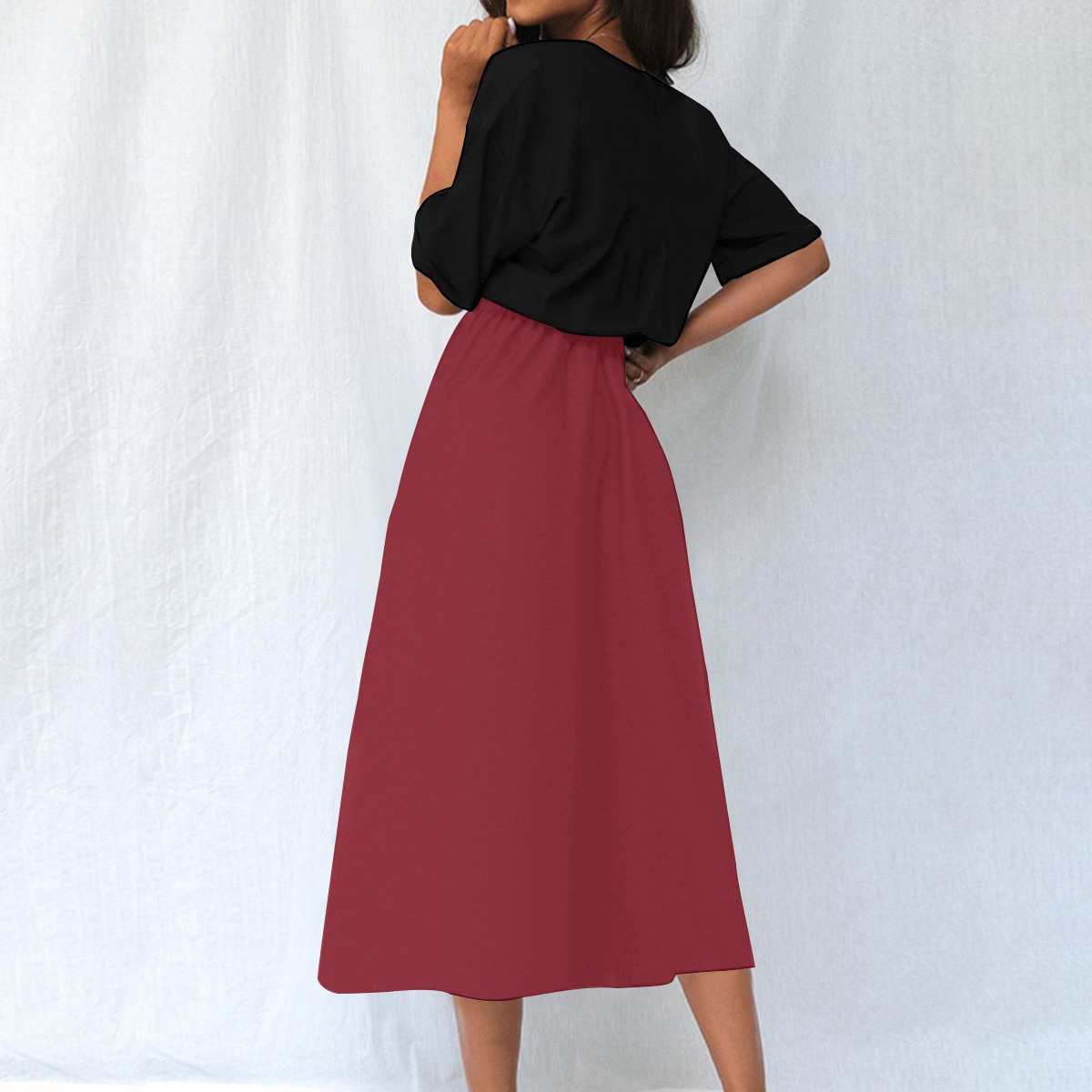 Colour Block Elastic Waist Dress - Image 4