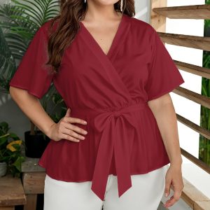 Burgundy Wrap Blouse