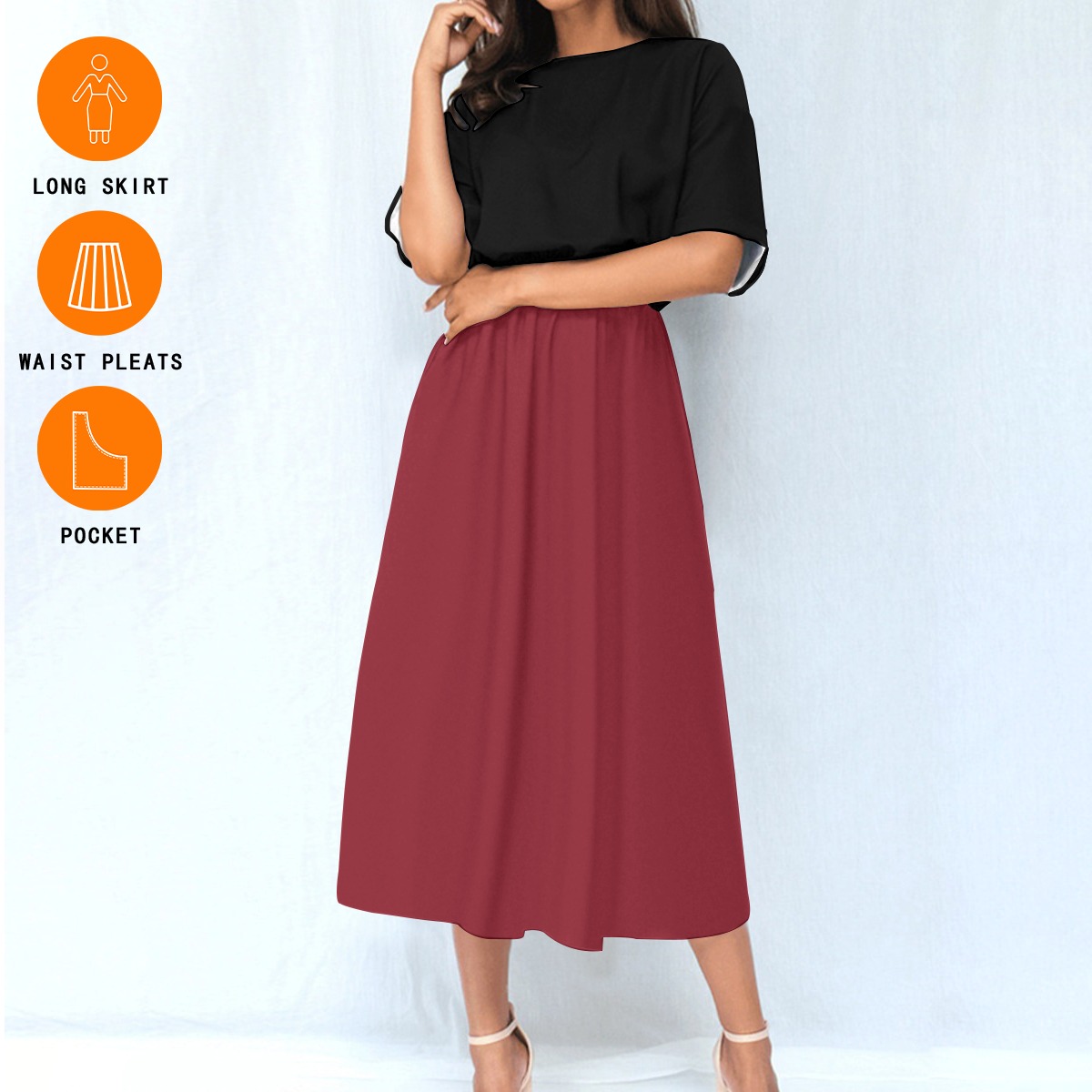 Colour Block Elastic Waist Dress - Image 6