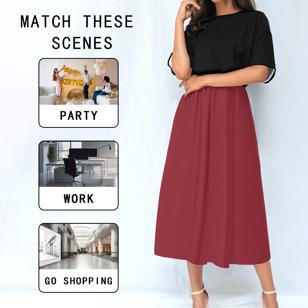 Colour Block Elastic Waist Dress - Image 5