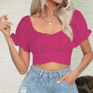 Puff Sleeve Midriff Blouse