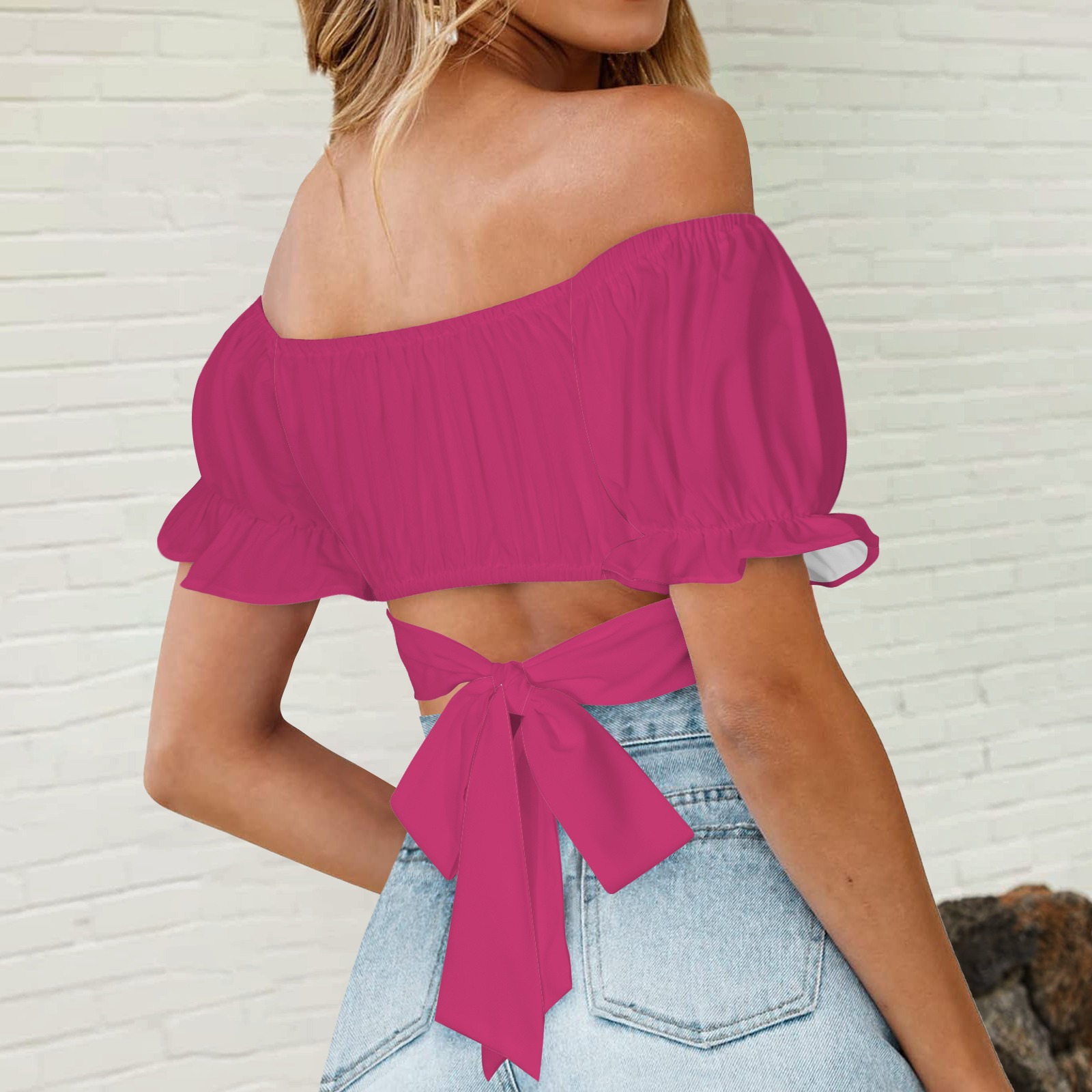 Puff Sleeve Midriff Blouse - Image 3