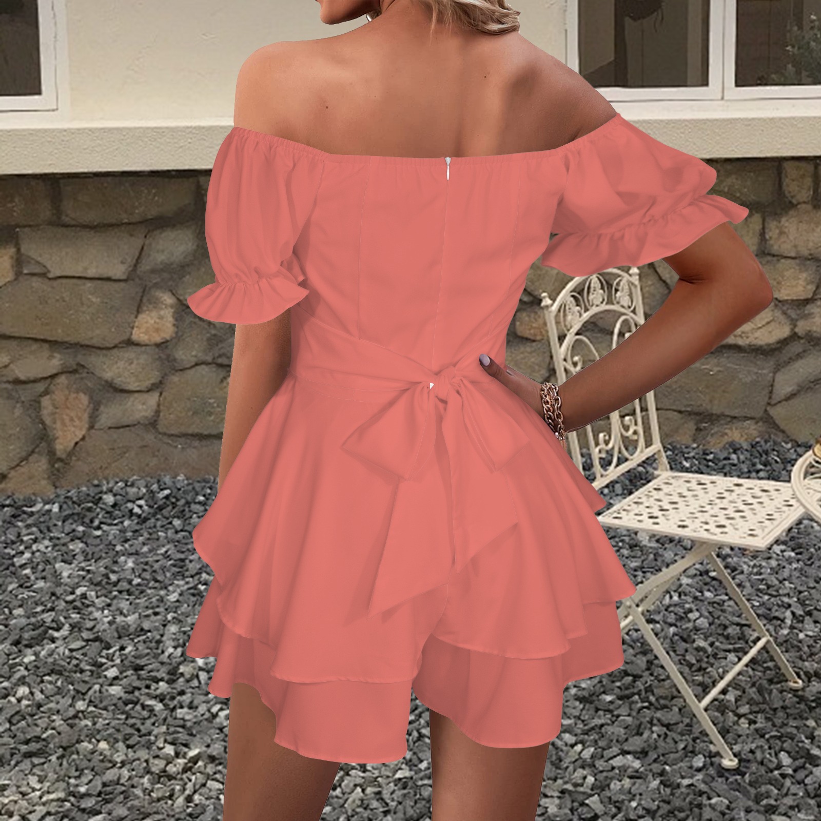 Summer Off Shoulder Ruffle Hem Dress - Image 3