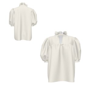 Ruffle High Neck Puff Sleeve Top
