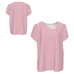 Asymmetrical Neckline Short Sleeve Shirt