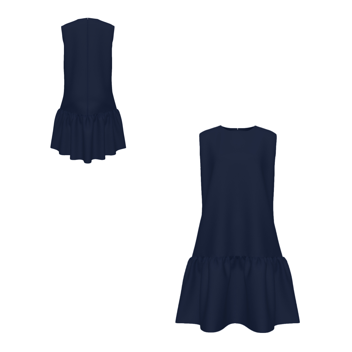 Sleeveless Dress with Ruched Hem and Zipper