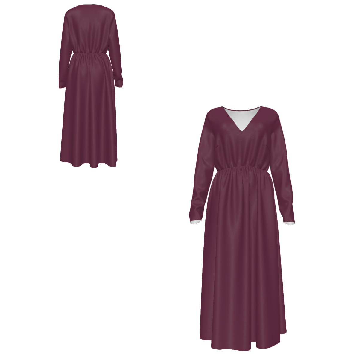 Long-sleeved V-neck Dress