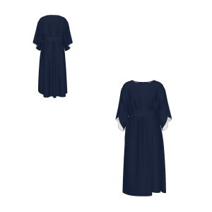 Round Neck Medium Sleeve Ruched Dress