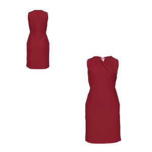 V Neck Criss-Cross Ruched Sleeveless Dress with Pockets