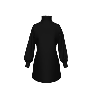 Little Black Turtleneck Lantern Sleeve Dress
