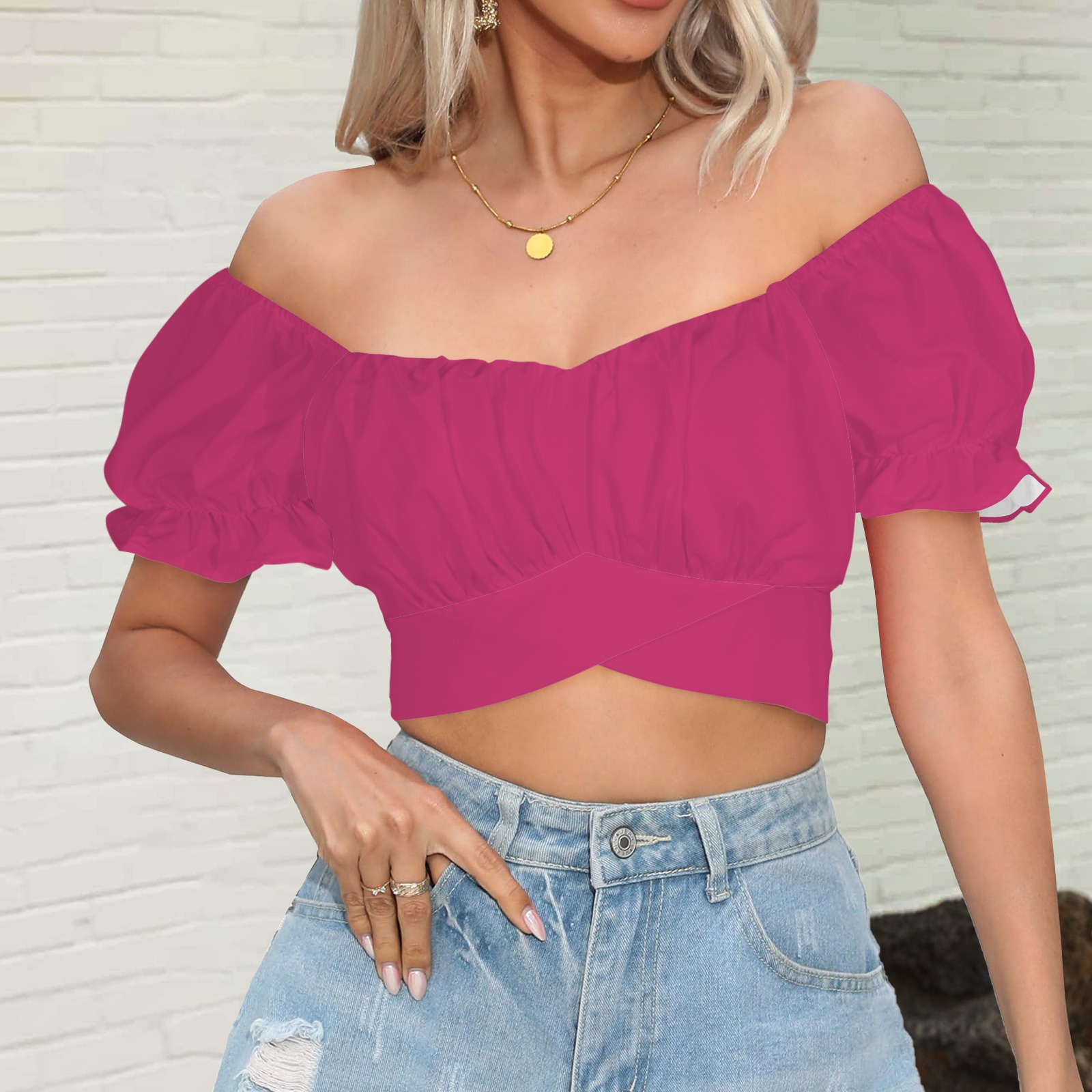 Puff Sleeve Midriff Blouse - Image 2