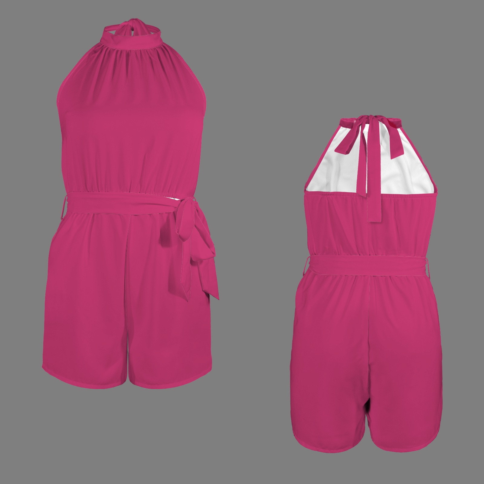 Halter Neck Tie-Waist Romper - Image 4