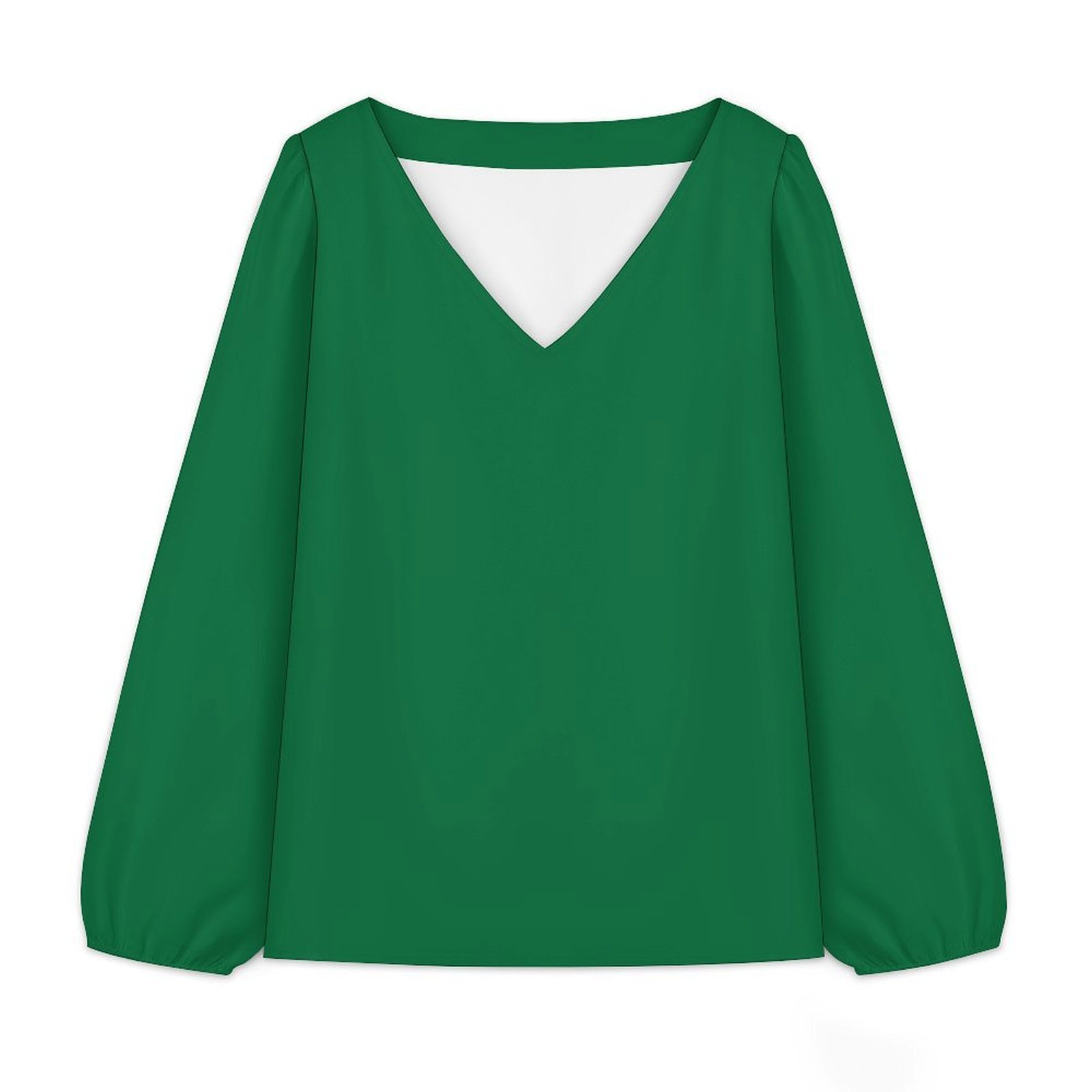 V‑Neck Lantern Long‑Sleeve Blouse - Image 3